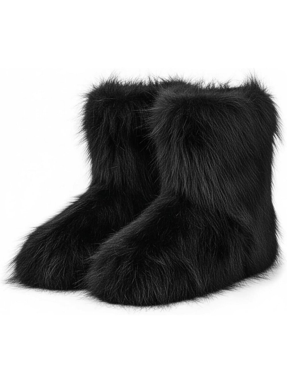 Cozy Faux Fur Winter Boots for Women | Fuzzy Fluffy Round Toe Snow Footwear